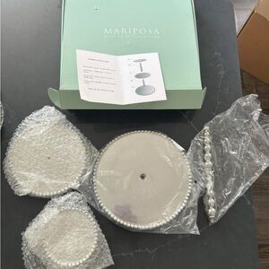 Mariposa Silver Beaded Cake Stand Set